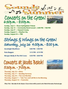 concerts Sounds of Summer, summer concerts flyer, Guilford, CT